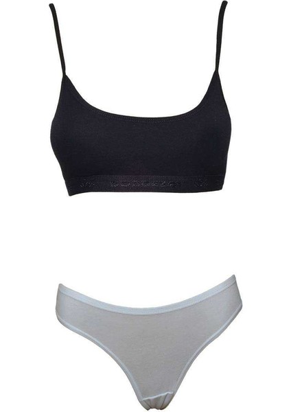 Pedli İp Askılı Yarım Atlet Büstiyer Külot Takım Siyah Beyaz fırsatları