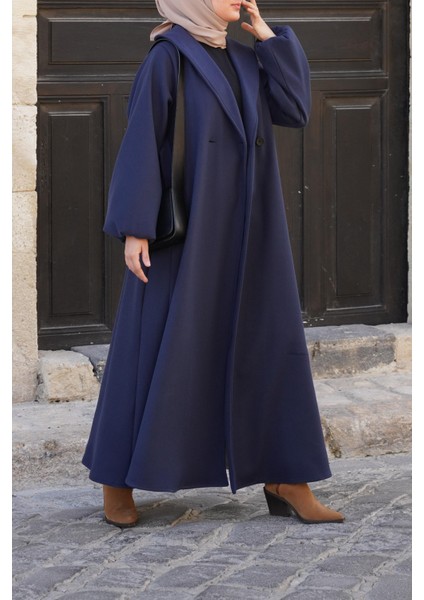 Şal Yaka Kaban - Lacivert