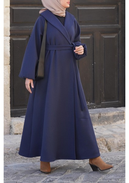 Şal Yaka Kaban - Lacivert