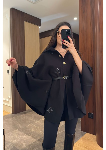 Lorava Kemerli Pul Işlemele Detay Kaban- Siyah