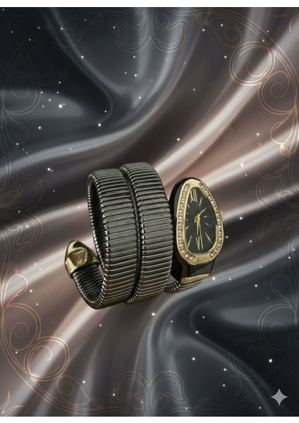 Gold Renk Yılan Model Kadın Spiral Bilezikli Şık Tasarım Kol Saati fiyatları