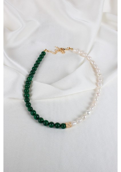 Malahit Taşlı Gerçek Inci Kolye modelleri