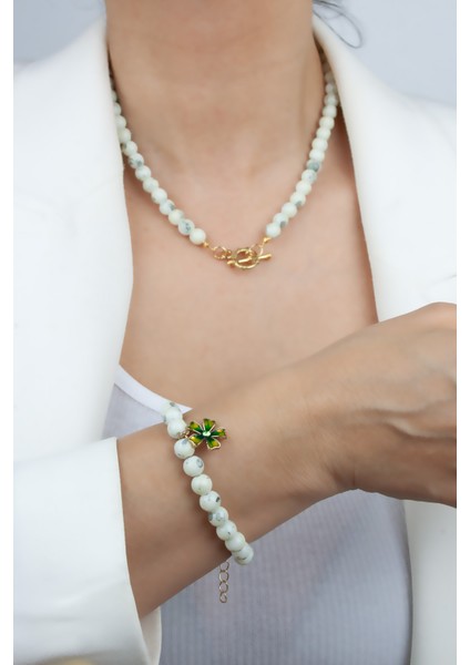 Havlit Doğal Taş Kolye Bileklik Set