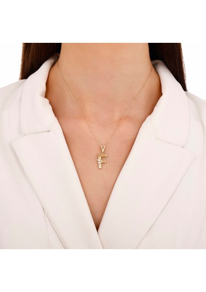 Altın F Harf Kolye Ucu - 14K modelleri