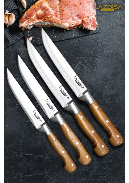 Hand Craft Mutfak Bıçak Seti Et Ekmek Sebze Salata Börek Bıçağı 4 Lü Set Hds-35