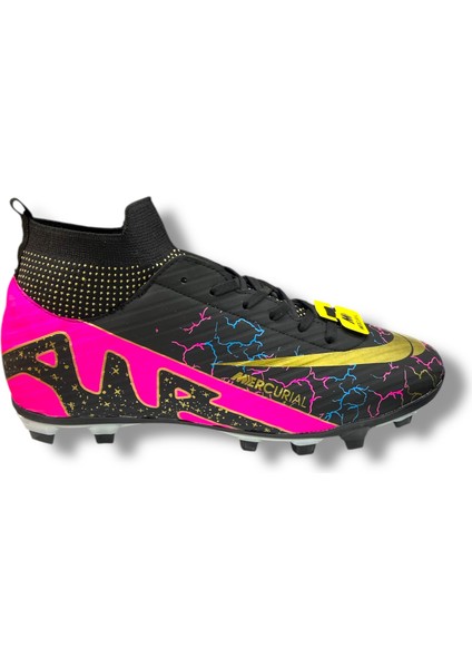 Unısex Çoraplı Halısaha & Çimsaha Krampon Siyah Fuşya Desenli modelleri