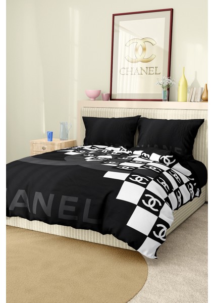Nevresim Takımı Çift Kişilik Pamuklu Saten Kumaş 6 Parça 3D Dijital Baskı Duvet Cover Set Model No: