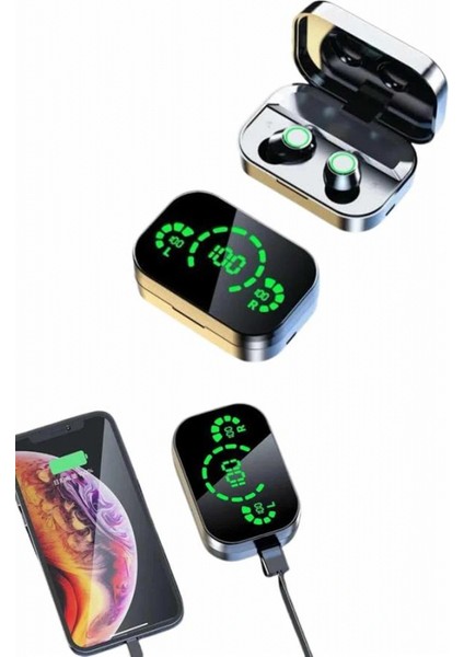 Kablosuz Bluetooth Kulaklık Çift Telefon Destekli Powerbankli Dijital Göstergeli indirimleri