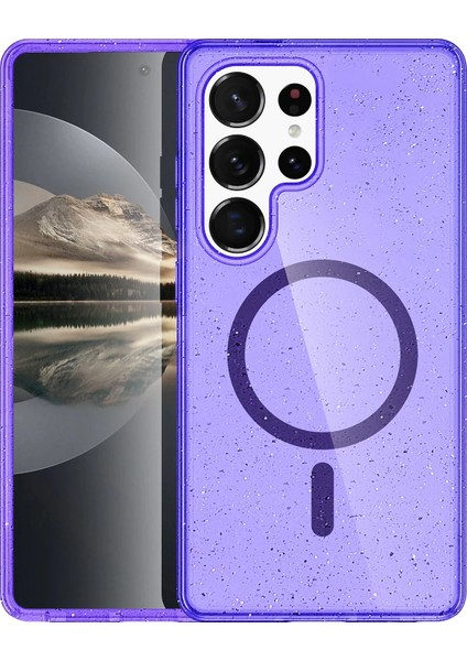 Samsung Galaxy S25 Ultra Glow Simli Lens Hediyeli Kılıf - Mor modelleri