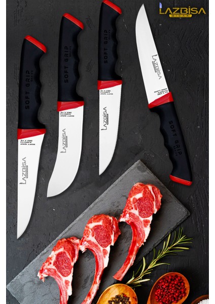 Soft Serisi Mutfak Bıçak Seti Et Ekmek Sebze Salata Börek Şef Bıçağı 4 Lü Set Hds-16
