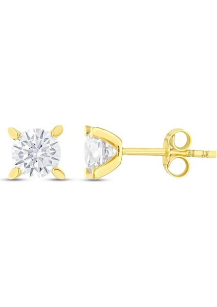 Altın Tektaş Küpe - 14K