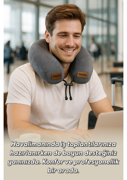 Lux Ortopedik Seyahat Yastığı Visco Boyun Destekli Seyahat Yastığı - Gri| Ergo Travel modelleri