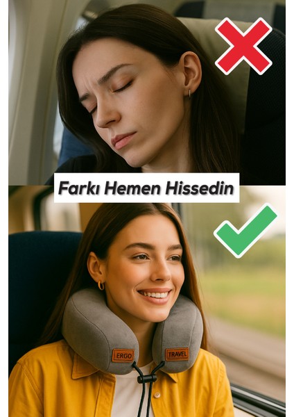 Lux Ortopedik Seyahat Yastığı Visco Boyun Destekli Seyahat Yastığı - Gri| Ergo Travel indirimleri