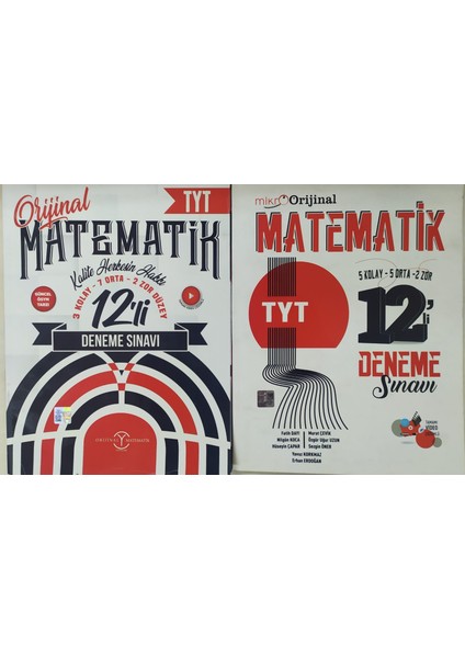 Orijinal Yayınları+Mikro Orijinal Tyt Matematik 12'li Deneme Sınavı 2 Li Set