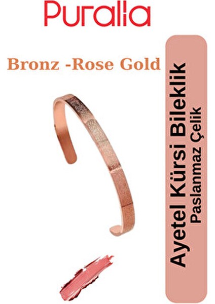 Ayetel Kürsi Paslanmaz Çelik Ayarlanabilir Unisex Bileklik - Bronz ( Rose Gold) Renkli fiyatları