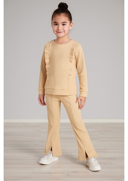 Yırtmaçlı Önü Fırfırlı Kız Çoçuk Takım