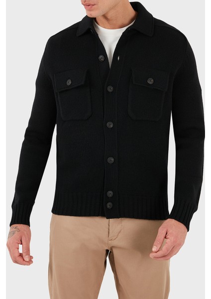 % 100 Yün Regular Fit Düğmeli Cepli Örme Ceket Erkek Ceket 13109 25079 099