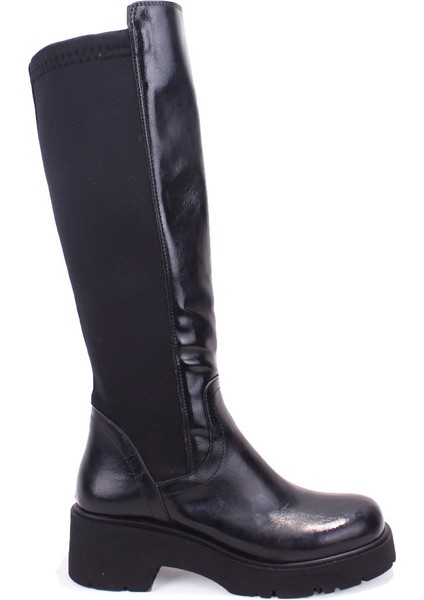 DZA07-8961105 Siyah Rugan Günlük Streçli Düz Topuk Kadın Çizme fiyatları