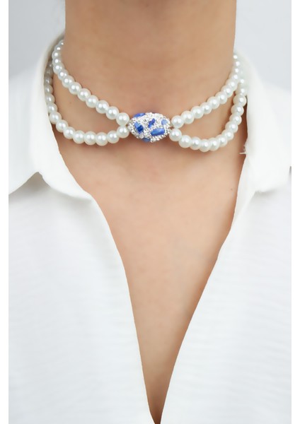 Cam Inci Çift Sıralı Choker Kolye fiyatları
