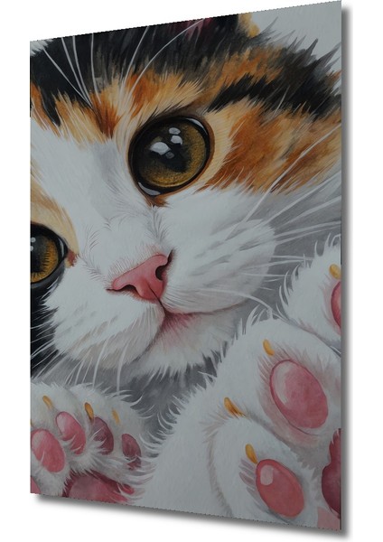Sevimli Kedi Yavrusu Sulu Boya Görünümlü Ahşap Dekoratif Tablo Dikdörtgen Tablo modelleri