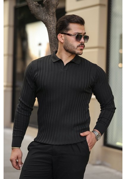 Erkek Kalın Fitilli Uzun Kollu Triko