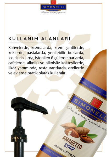 Kahve ve Kokteyl Şurubu Acıbadem 700 ml + Pompa Simonelli modelleri