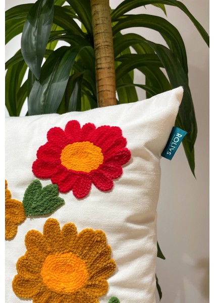 Punch Işlemeli Kırlent 47X47 cm Nk 2608 Çiçek Bahçesi Punch Kırlent fiyatları