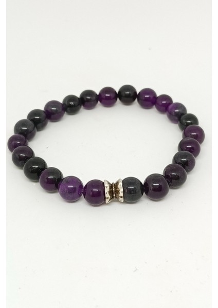 Mor Ametist Doğal Taşlı Bileklik