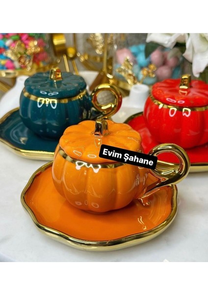 6’lı Kabaklı Kapaklı Renkli Kahve Fincan Takımı fiyatları