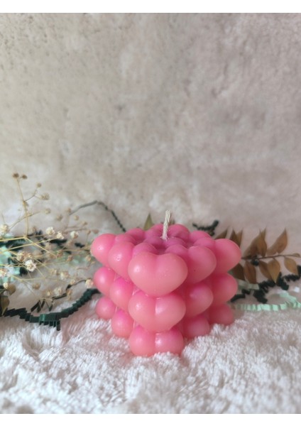 Kalp Şeklinde Bubble Desenli Dekoratif Mum, Tek Renk fiyatları
