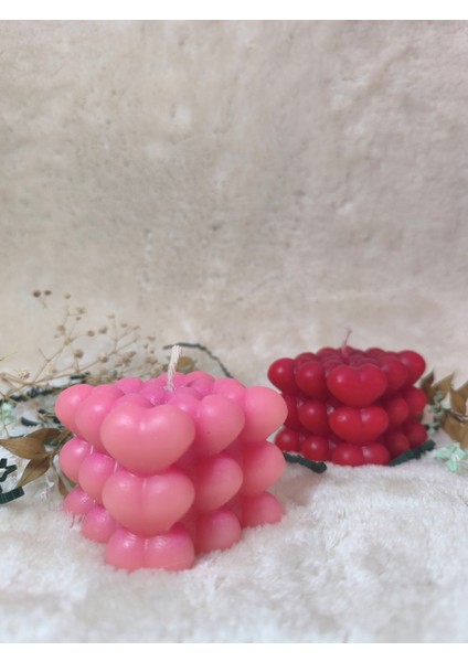 Kalp Şeklinde Bubble Desenli Dekoratif Mum, Tek Renk fırsatları