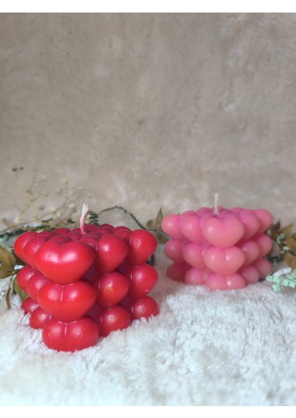 Kalp Şeklinde Bubble Desenli Dekoratif Mum, Tek Renk indirimleri