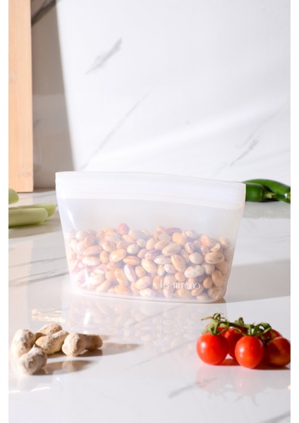 Lush Hava Sızdırmaz Kilitli Silikon Saklama Torbası 500 ml | Şeffaf