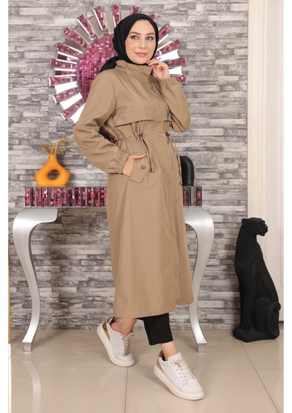 Yazı Detaylı Kapşonlu Mont Vizon 15900