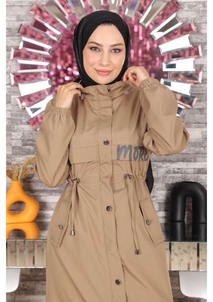 Yazı Detaylı Kapşonlu Mont Vizon 15900 fiyatları