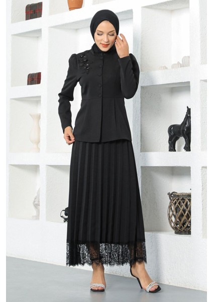 Dantel Detaylı Etekli Takım Siyah 17100 fırsatları