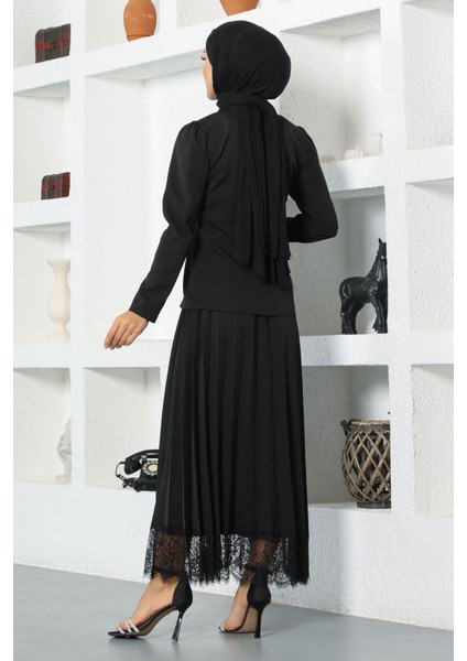 Dantel Detaylı Etekli Takım Siyah 17100 indirimleri