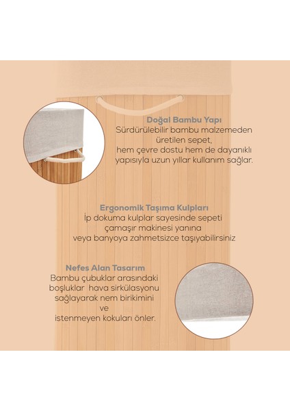 Porsima PBT-052 Kapaklı Kirli Çamaşır Sepeti Yuvarlak - Bambu Kirli Çamaşır Sepeti modelleri