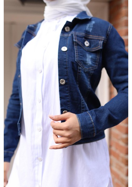 Düğmeli Kot Ceket Koyu Kot 6027 fiyatları