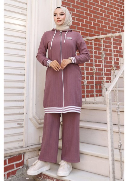 Fermuarlı Ribanalı Takım Lila 10405 modelleri