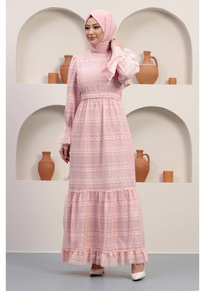 Inci Detaylı Dantel Abiye Pudra 12239 fırsatları