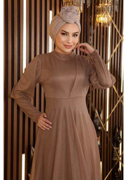 Manşeti Fermuar Detaylı Simli Abiye Vizon 12253 fiyatları