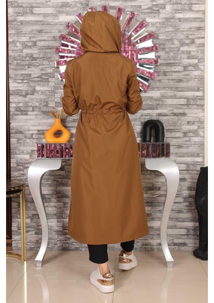 Yazı Detaylı Kapşonlu Mont Taba 15900 indirimleri