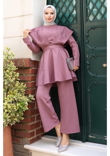 Inci Detaylı Takım Gül Kurusu 19202 modelleri