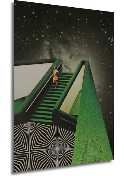 Gızemlı Merdivenlerden Yıldızlara Yolculuk Ahşap Dekoratif Tablo Dikdörtgen Tablo fırsatları