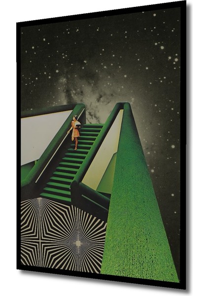 Gızemlı Merdivenlerden Yıldızlara Yolculuk Ahşap Dekoratif Tablo Dikdörtgen Tablo indirimleri