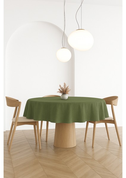 Buldan Pamuklu Keten Yuvarlak Masa Örtüsü