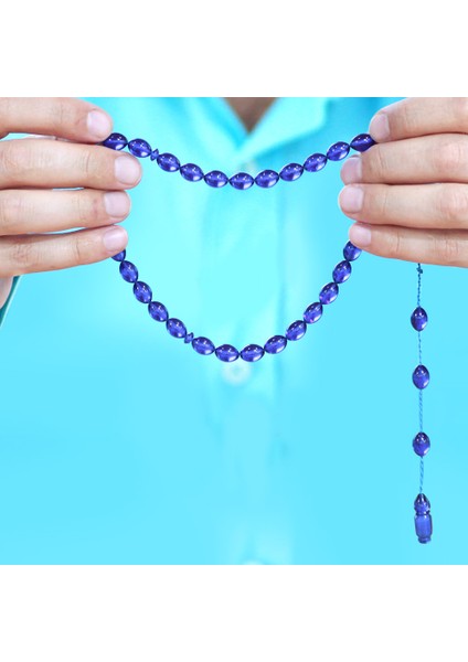 Sistemli Arpa Kesim Lacivert Sıkma Kehribar Tesbih modelleri