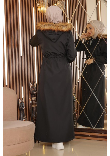 Büyük Beden Kapşonlu Ribanalı Mont Siyah 15500 fırsatları