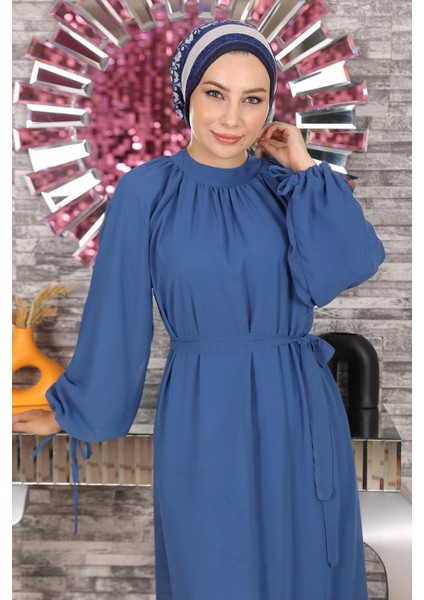Dantel Detaylı Şifon Abiye Mavi 19143 fiyatları